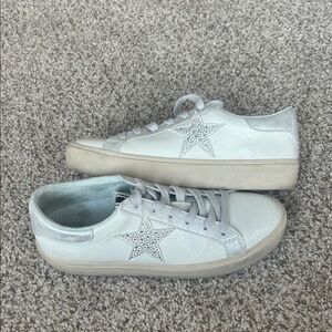 White and Silver Star Sneakers